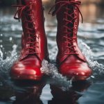 bottines en cuir rouge